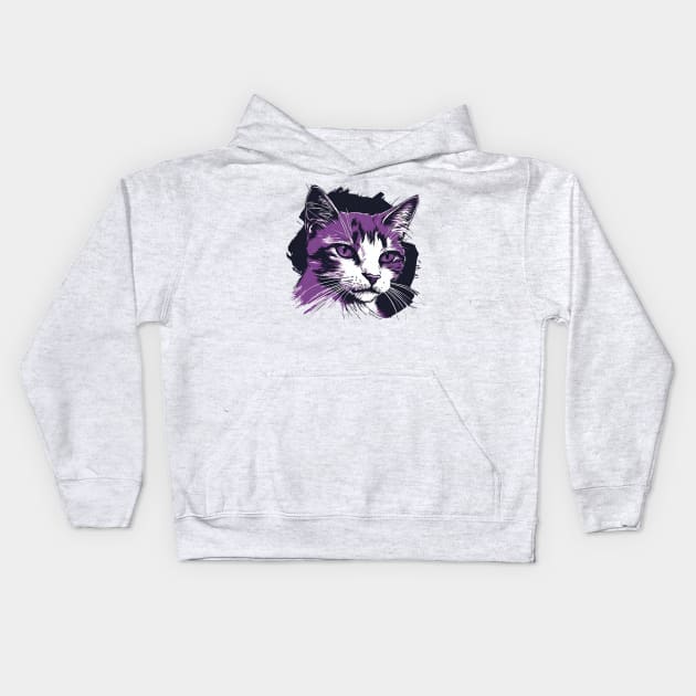 Stylish Cat Portrait Kids Hoodie by LetsGetInspired